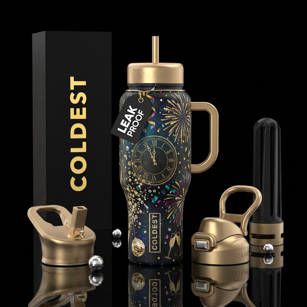New Year's Eve water bottle design
