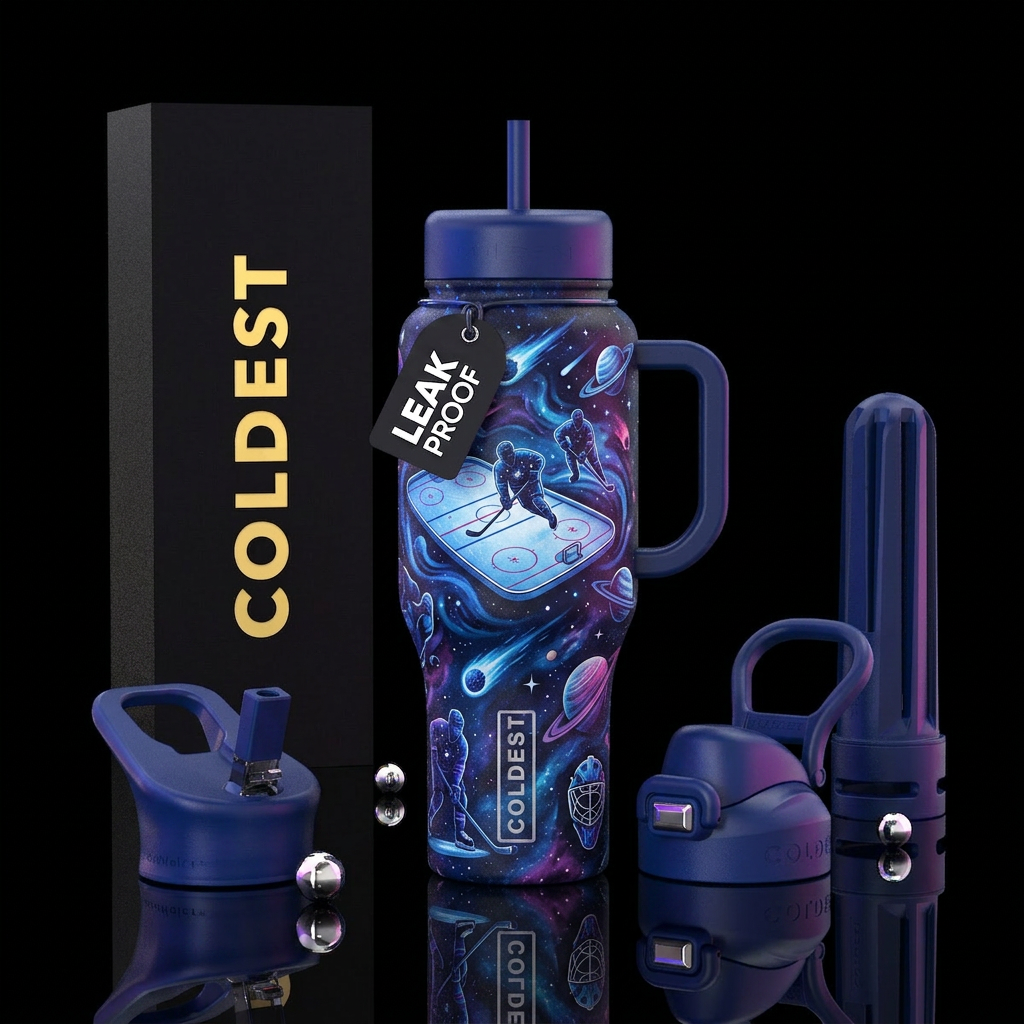 Cosmic Hockey water bottle design