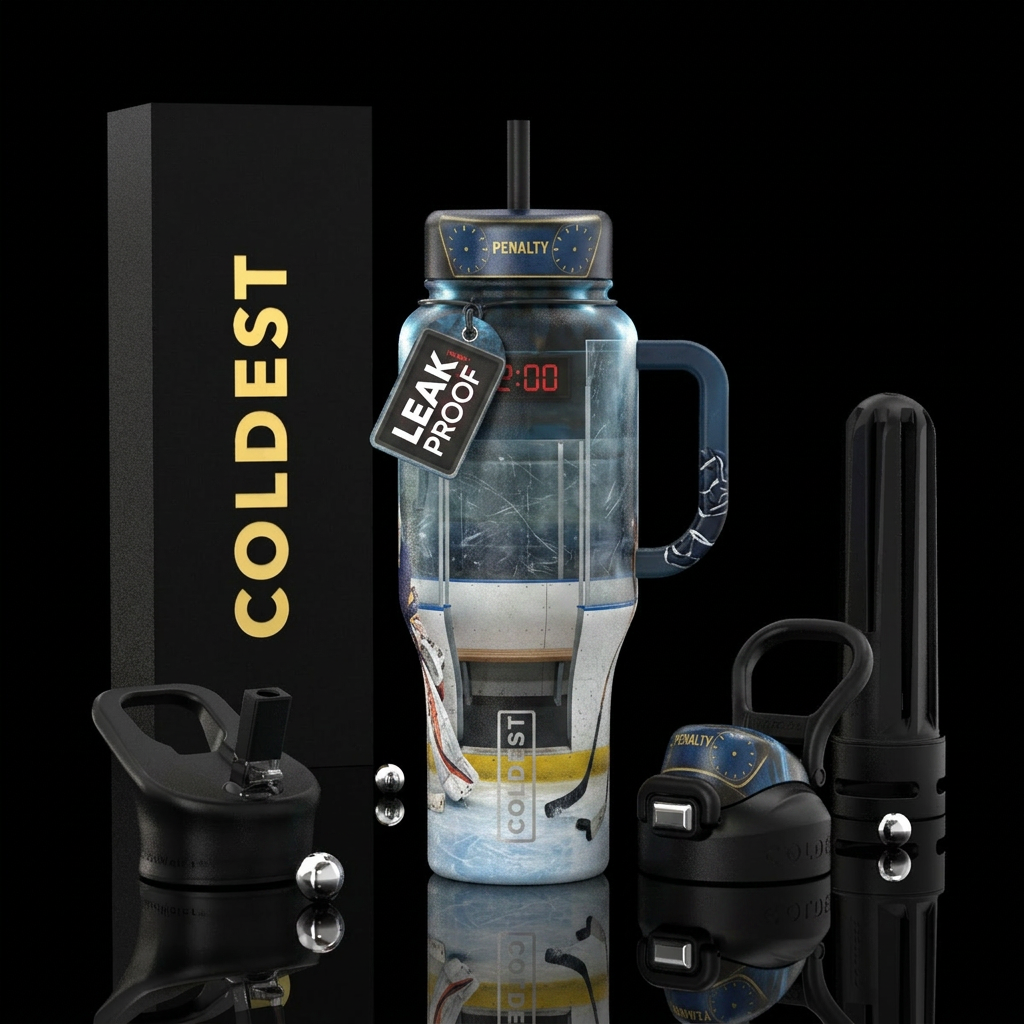 In the Penalty Box water bottle design