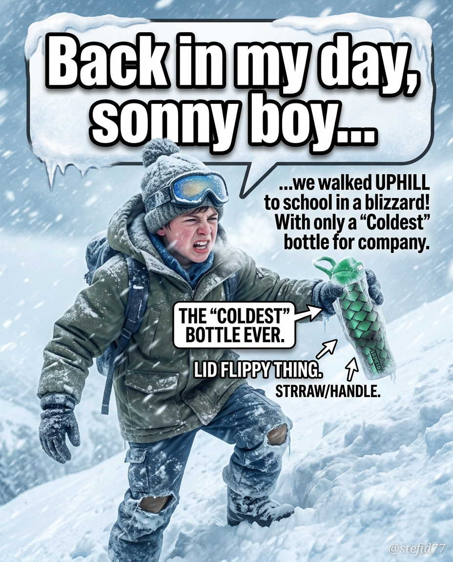 Back in the day with my trusty Coldest bottle water bottle design