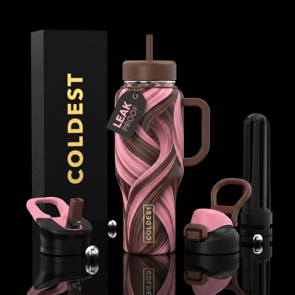 Pink and Brown Twist water bottle design