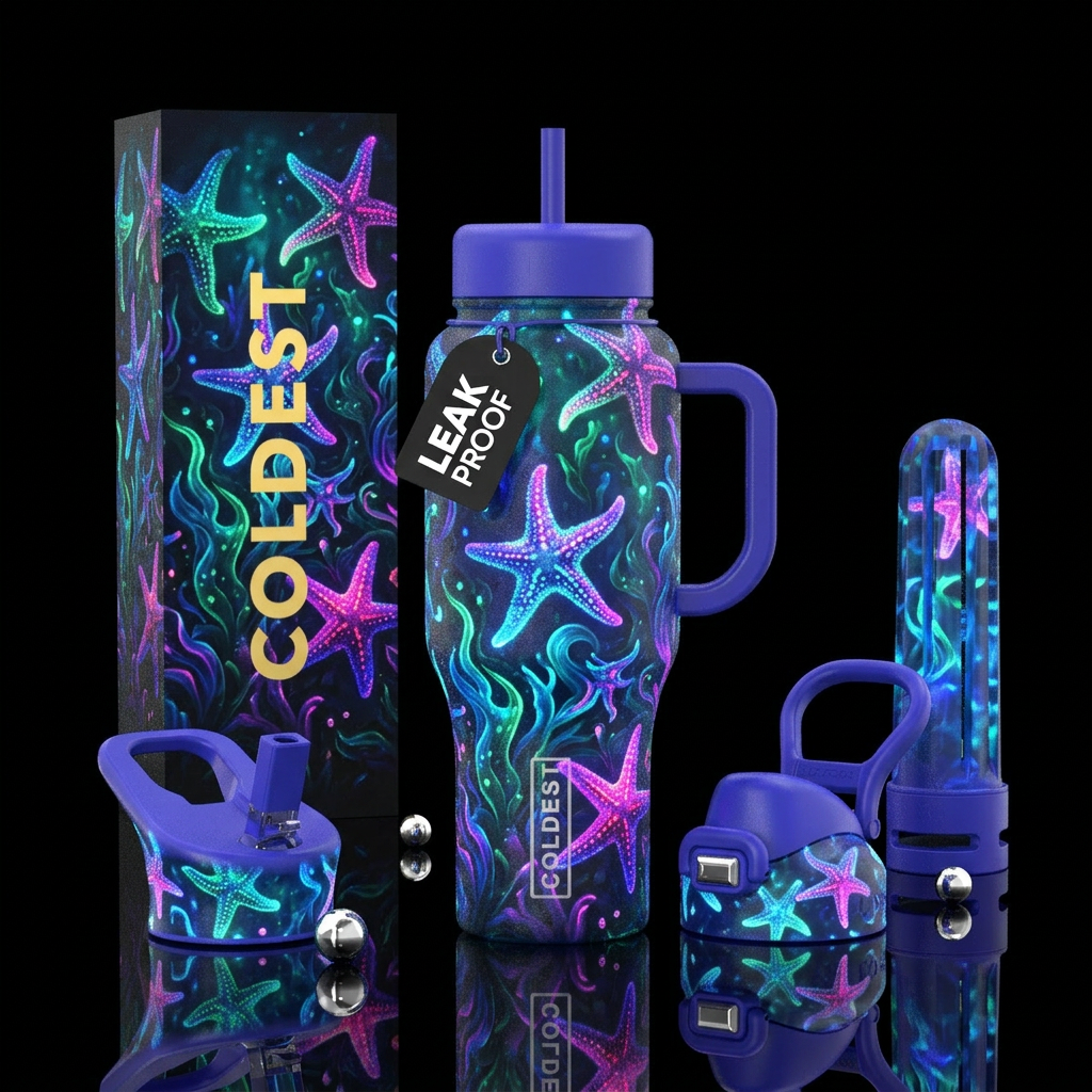 Glowie Dancing Starfish water bottle design