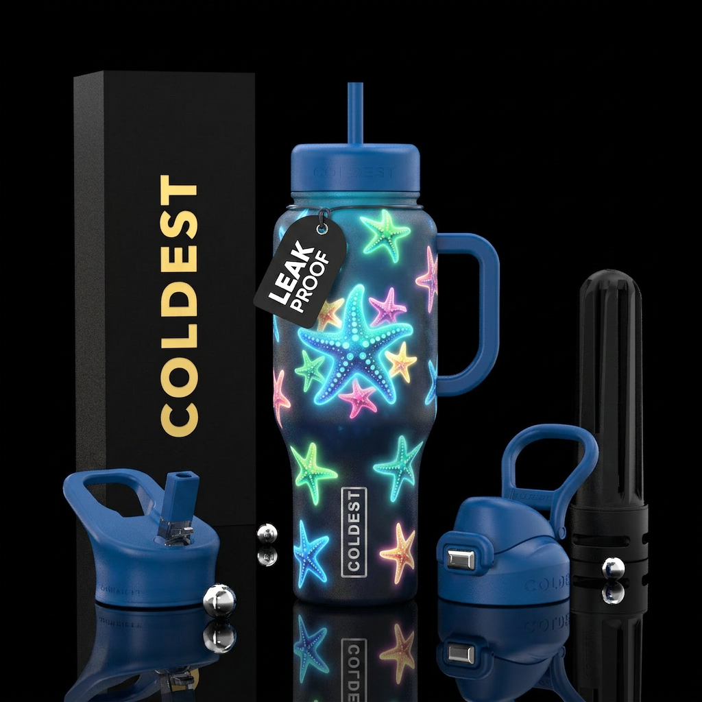 Glowie Dancing Starfish water bottle design