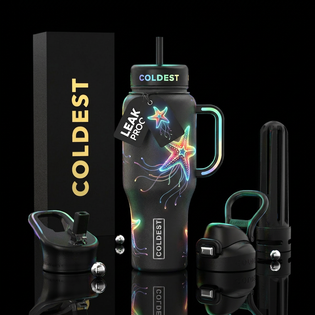 Glowie Dancing Starfish water bottle design