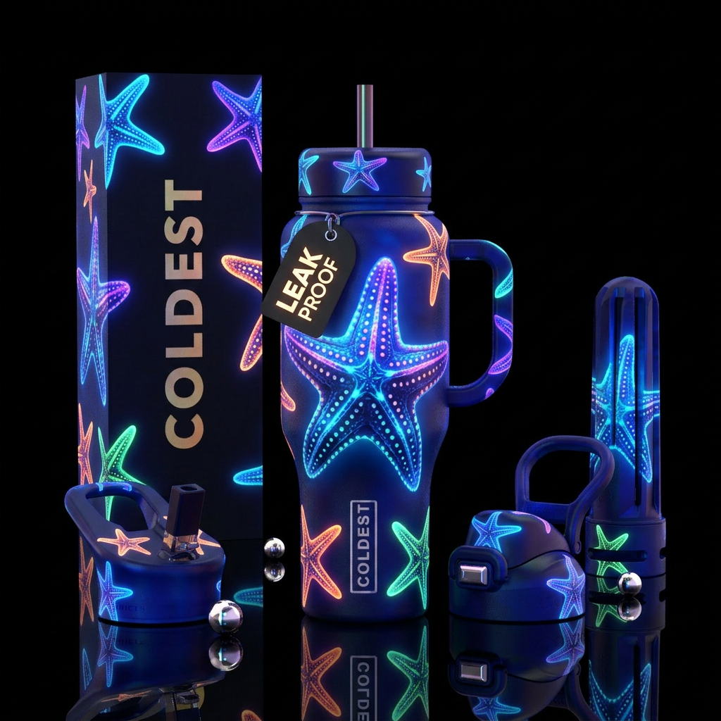 Glowie Dancing Starfish water bottle design