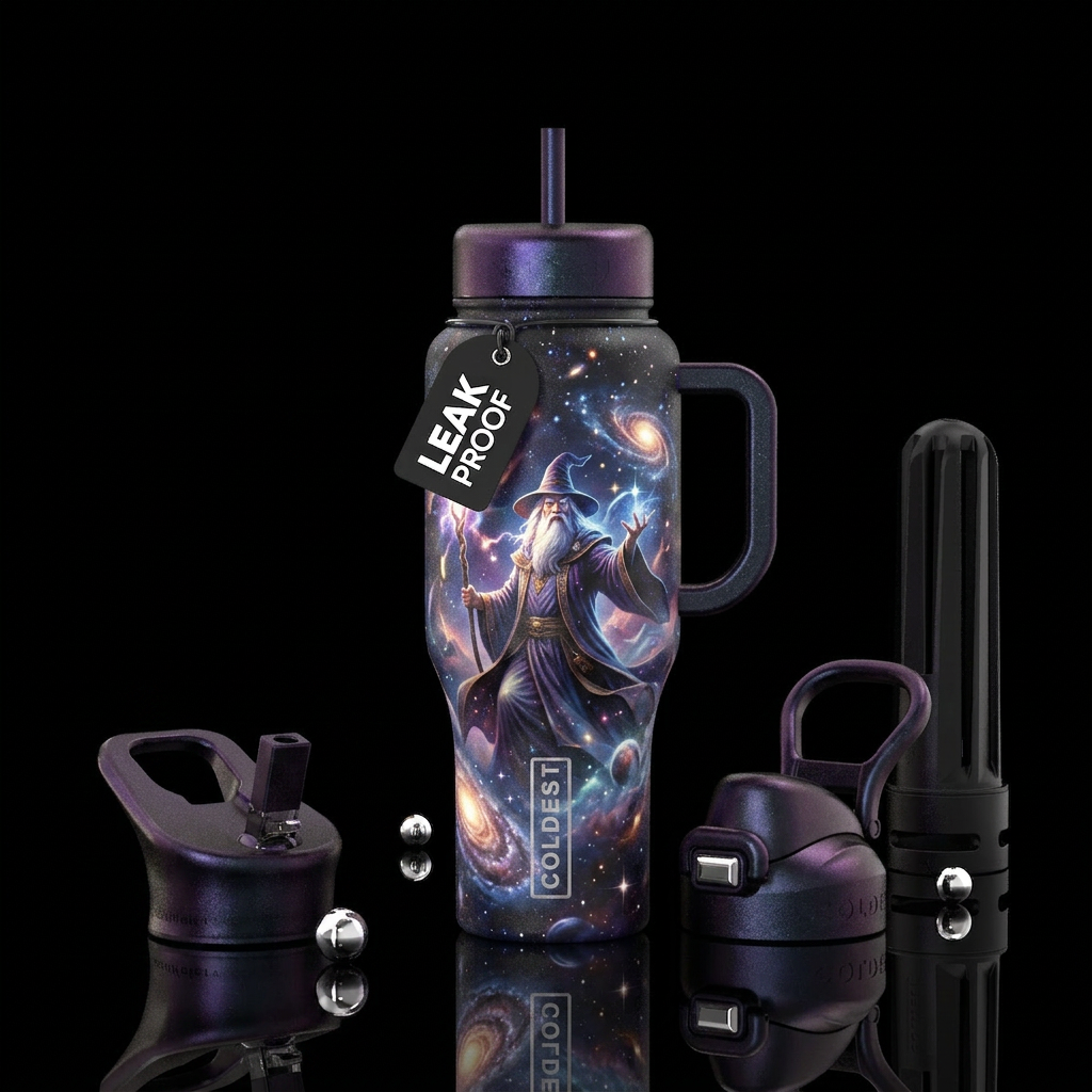 Cosmic Wizard water bottle design