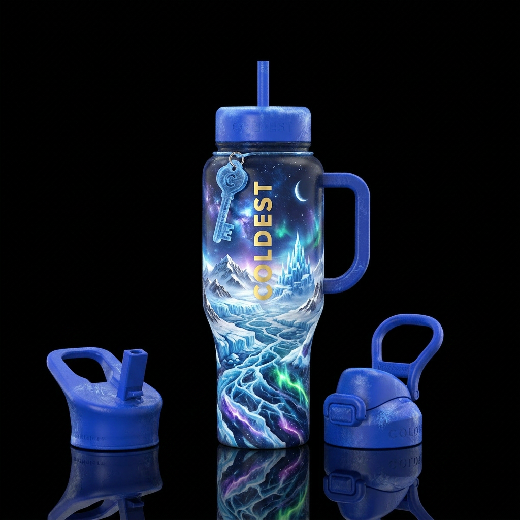 Coldest World water bottle design