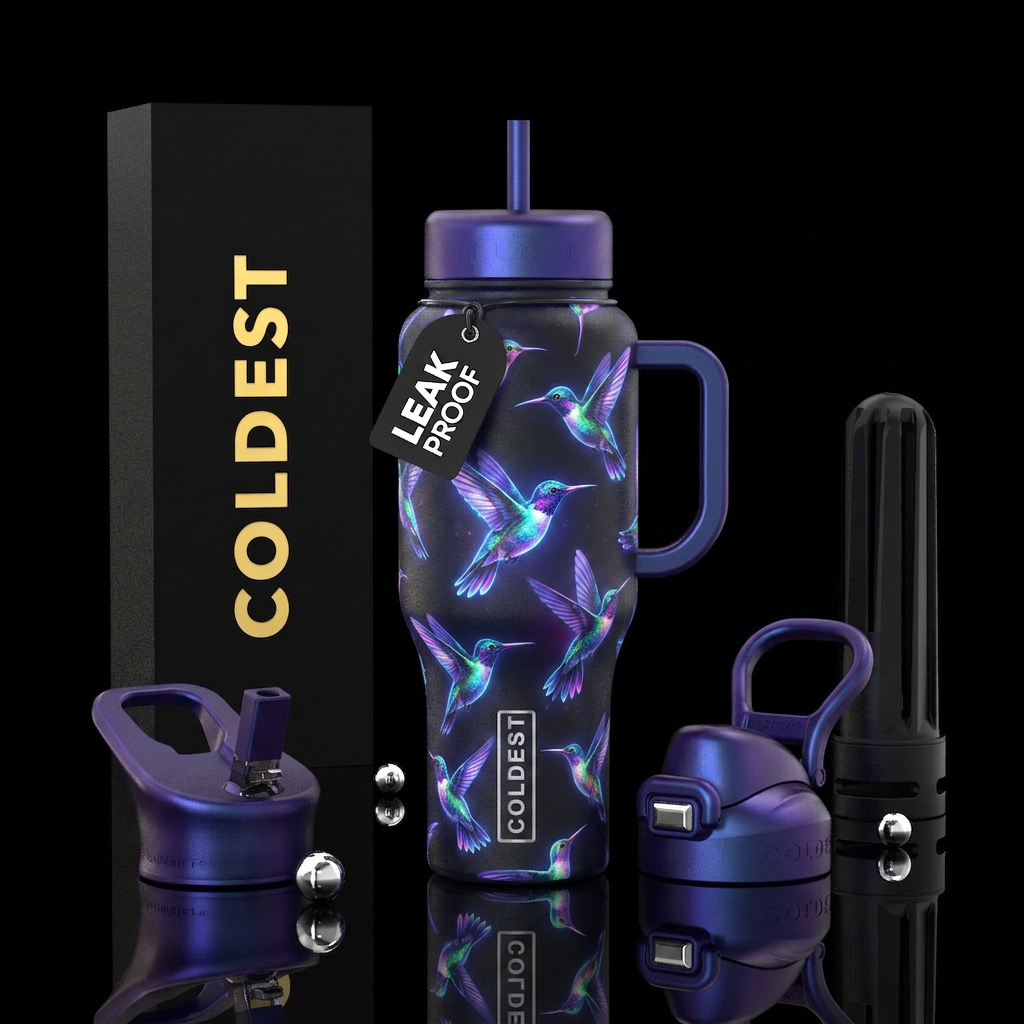 Glowie Hummingbirds water bottle design