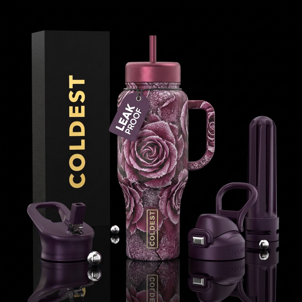 Frosty Rose water bottle design