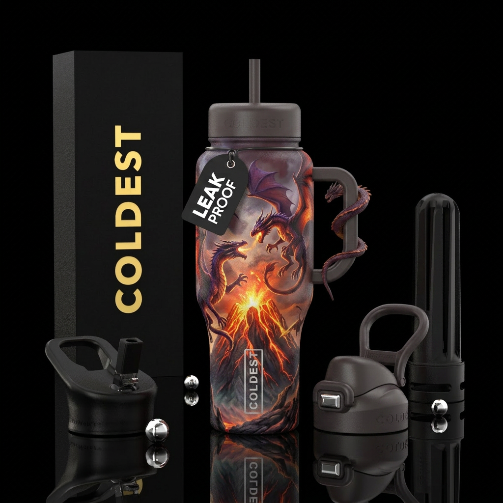 Volcanic Dragons water bottle design