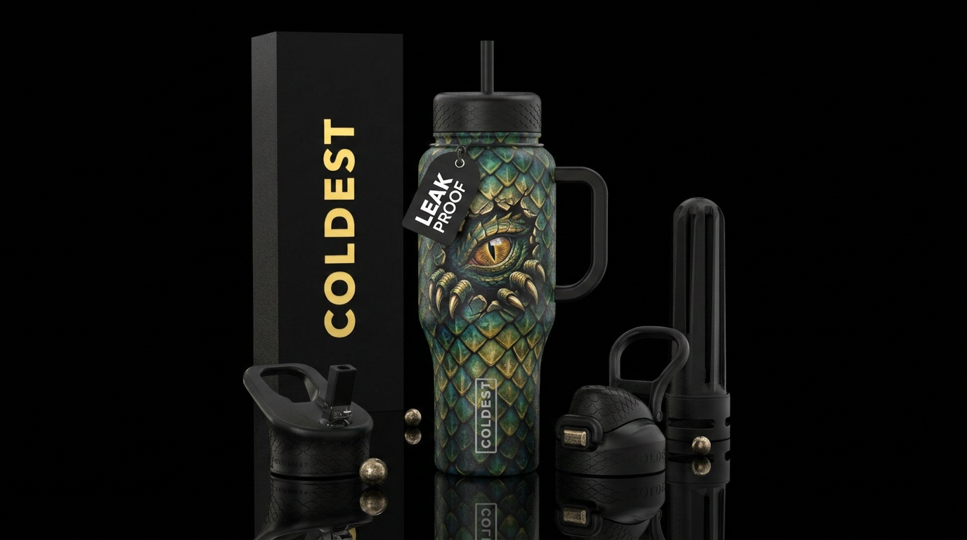 Green Dragon Hatching water bottle design