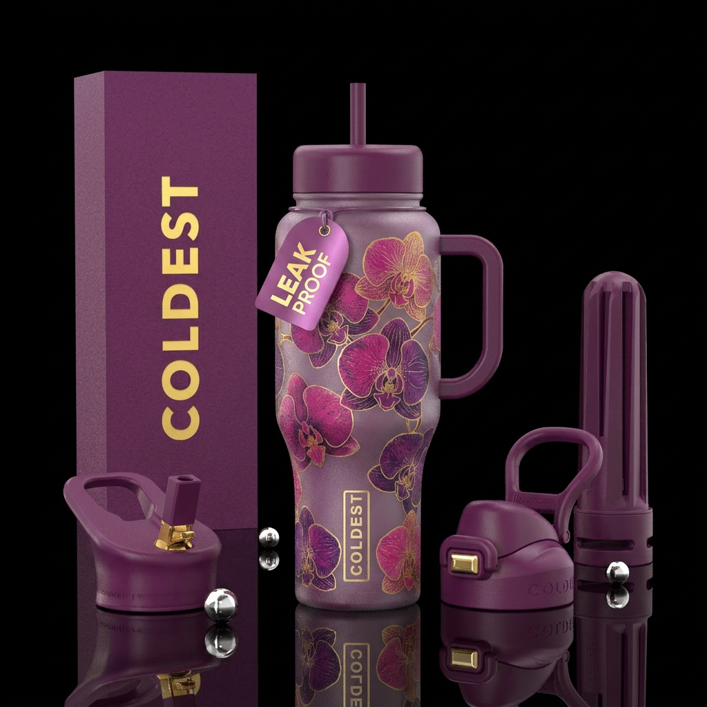 Frosted Orchids water bottle design