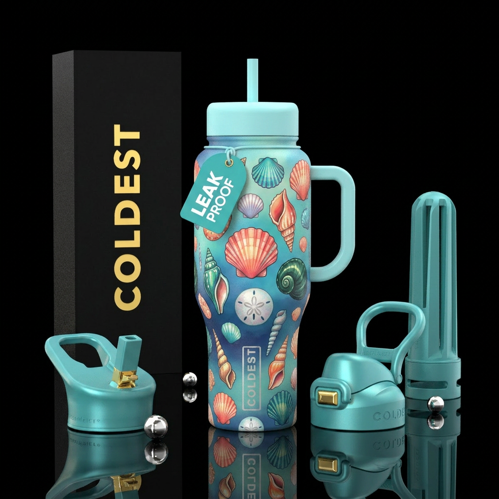 Whimsical Seashells water bottle design