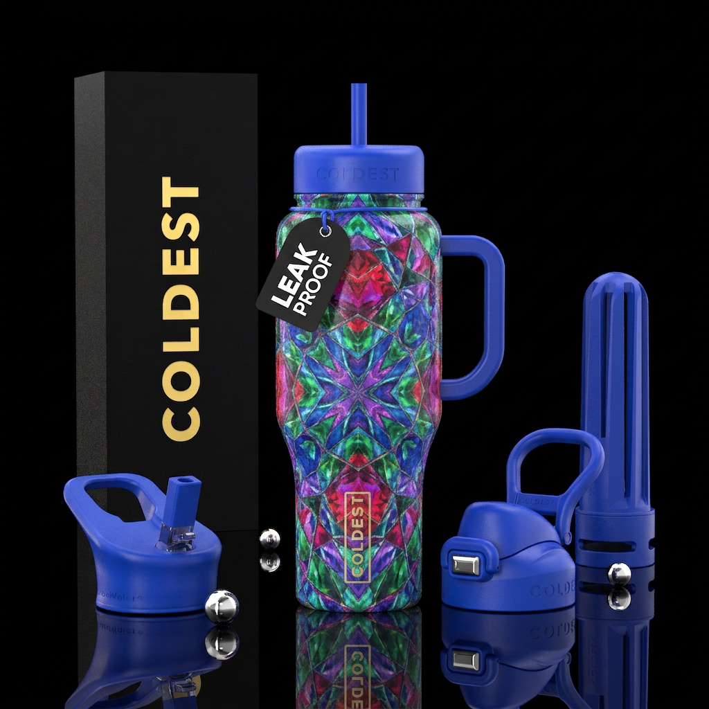 Colorful Kaleidoscope water bottle design