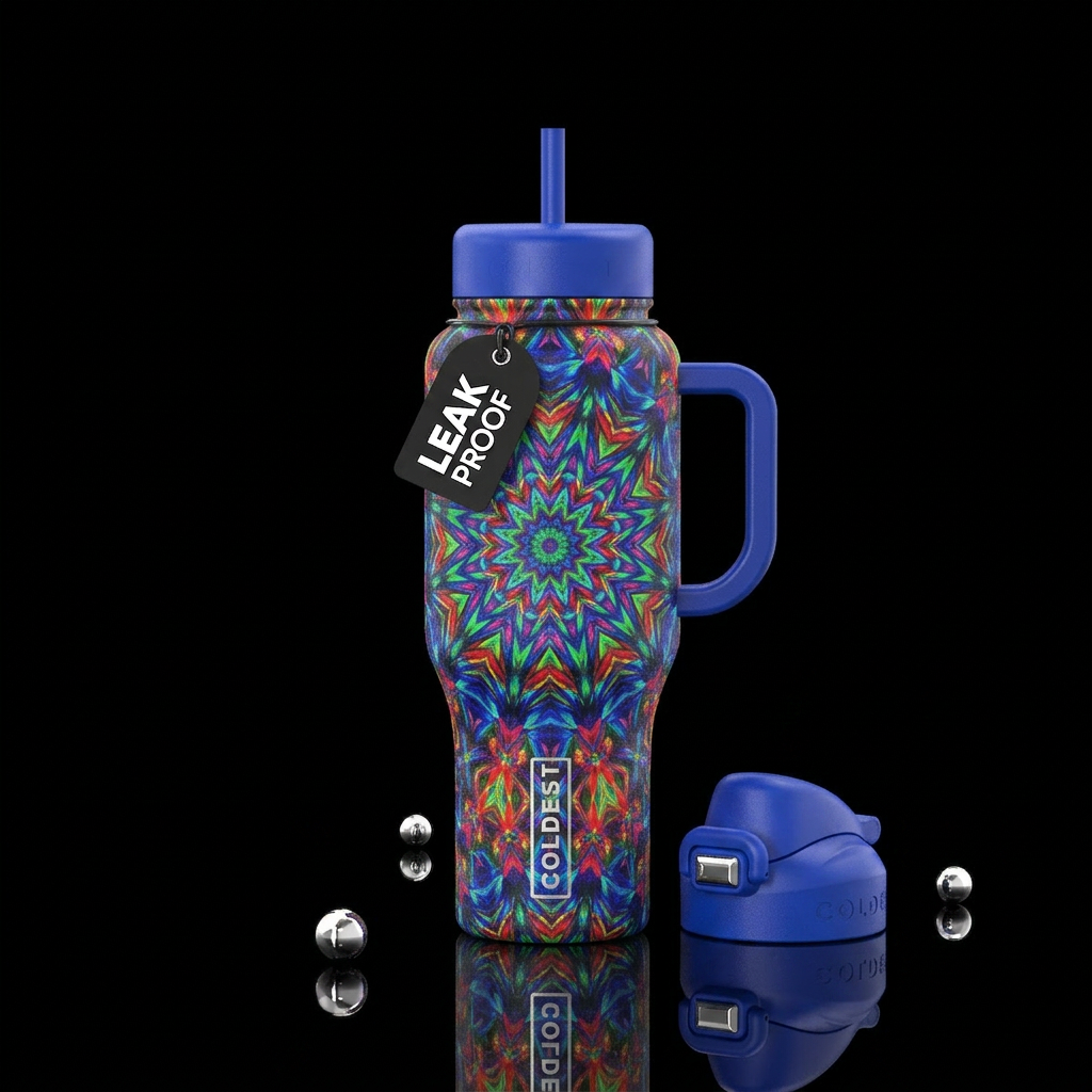 Colorful Kaleidoscope water bottle design