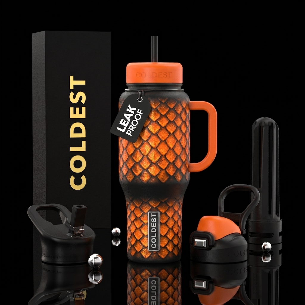 Orange Dragon water bottle design