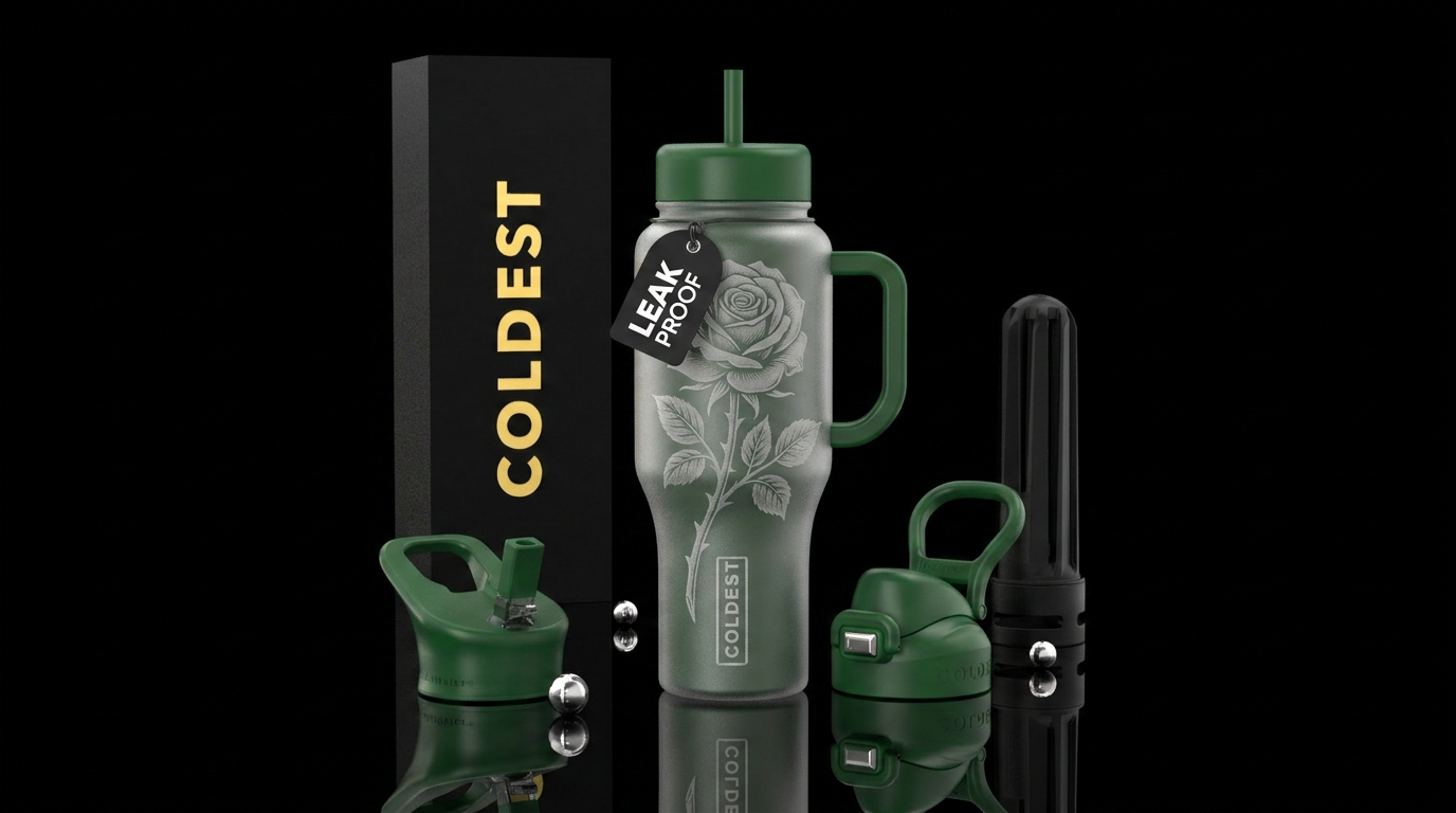 Frosted Long Stem Rose water bottle design