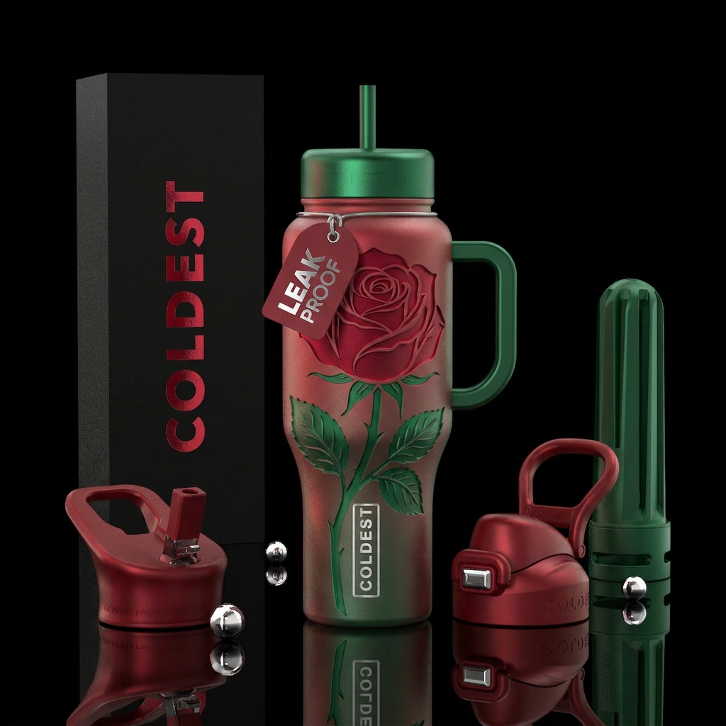 Frosted Long Stem Rose water bottle design