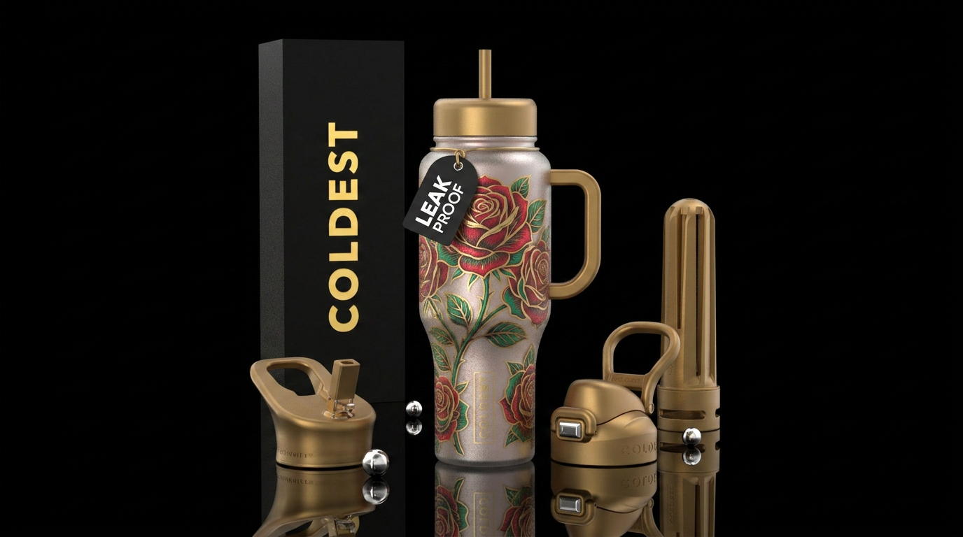 Frosted Long Stem Rose water bottle design