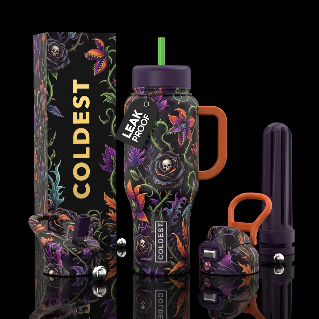 Creepy Flowers water bottle design