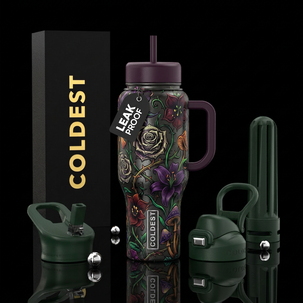 Creepy Flowers water bottle design