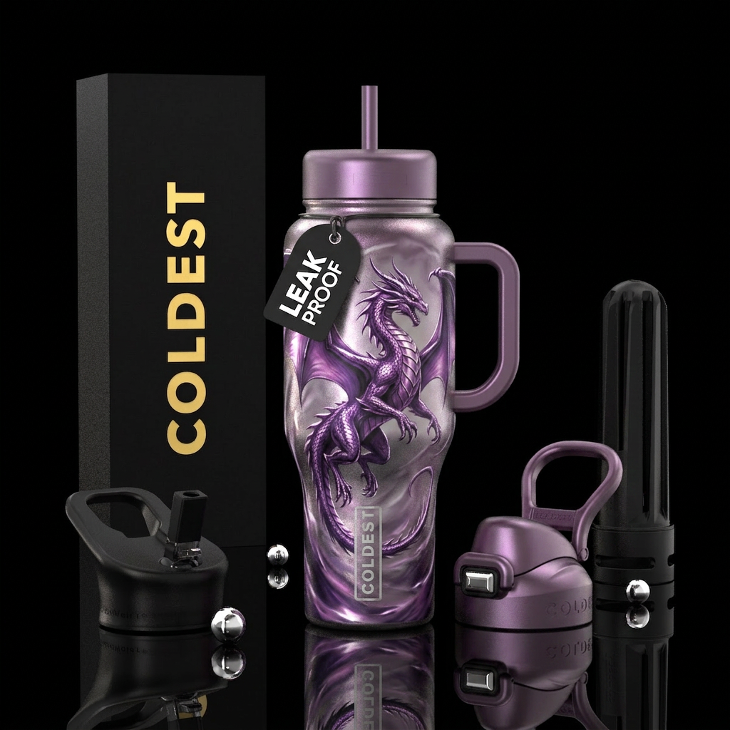 Purply Dragon water bottle design