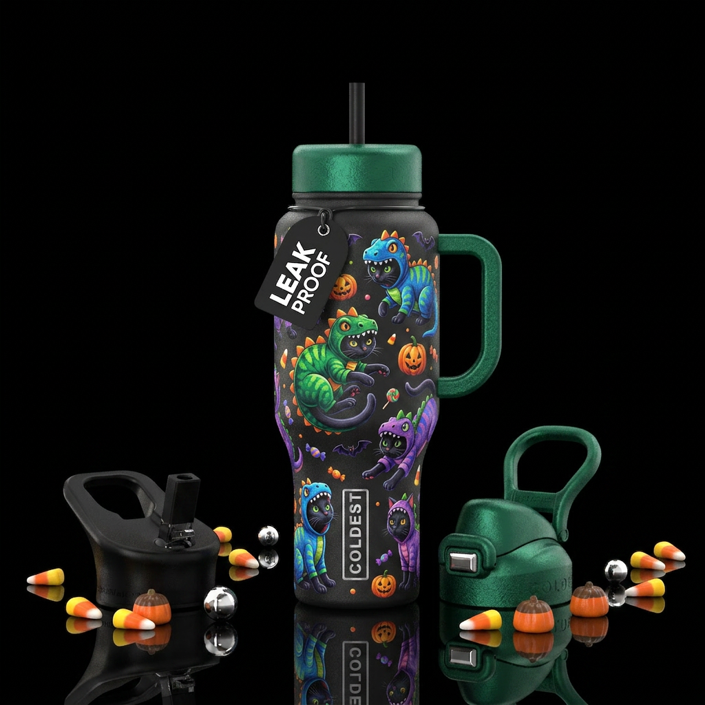 Dino Kitties water bottle design
