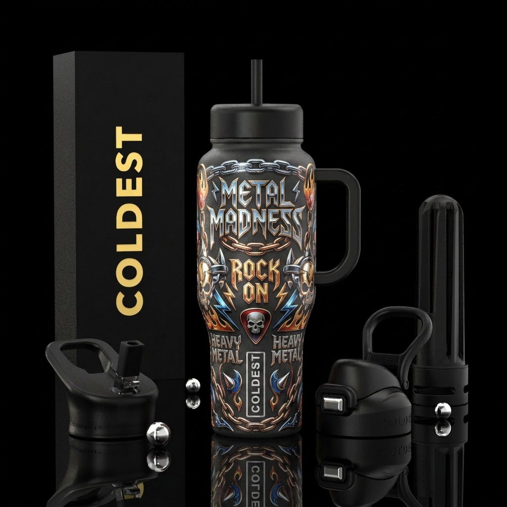 Metal Madness water bottle design