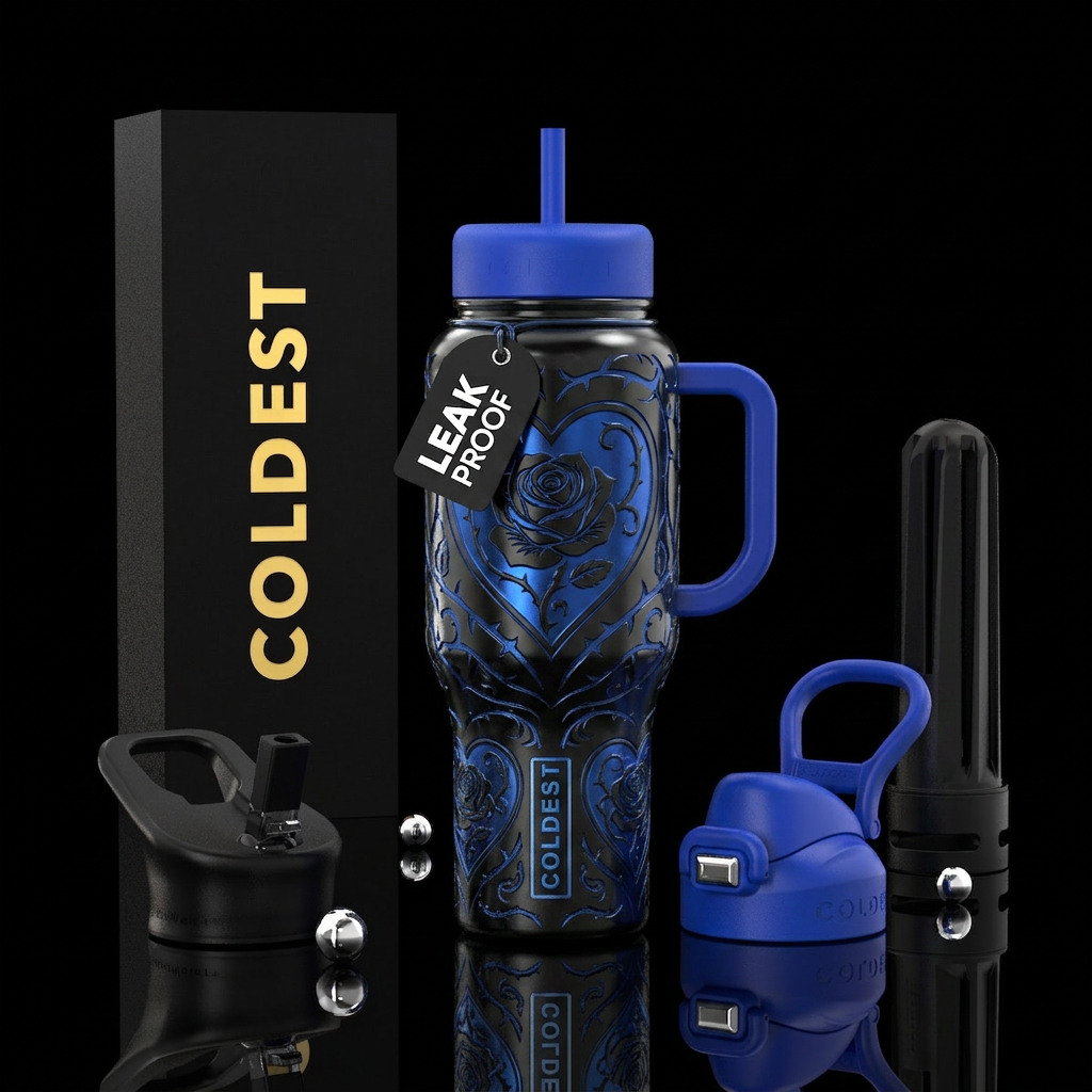Black and Blue water bottle design