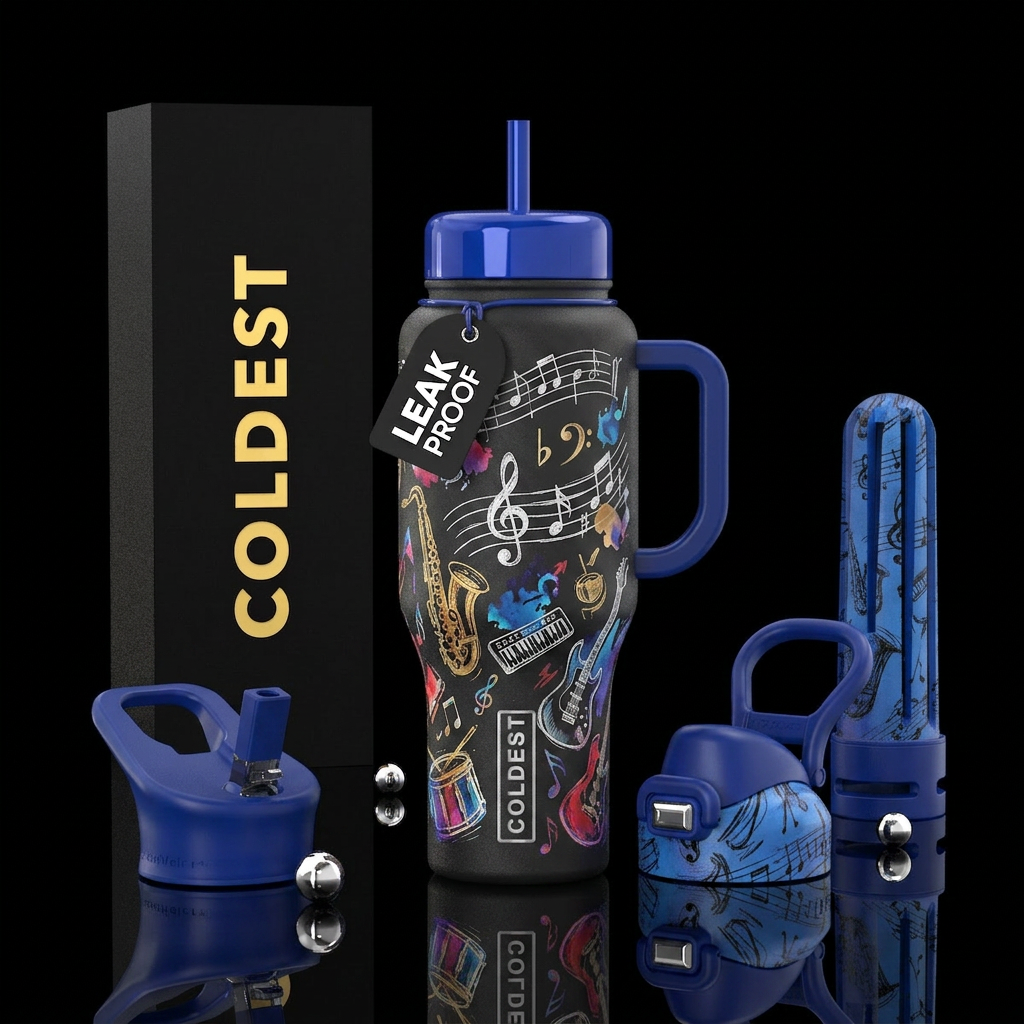 Sketchy Music water bottle design