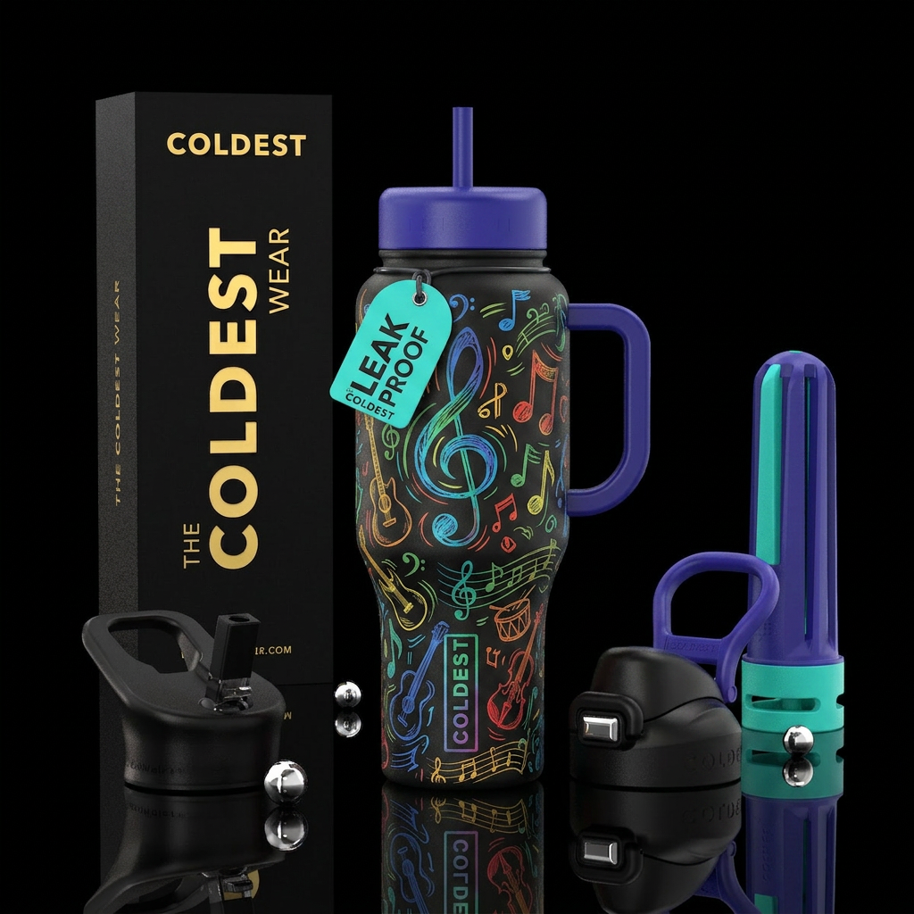 Sketchy Music water bottle design