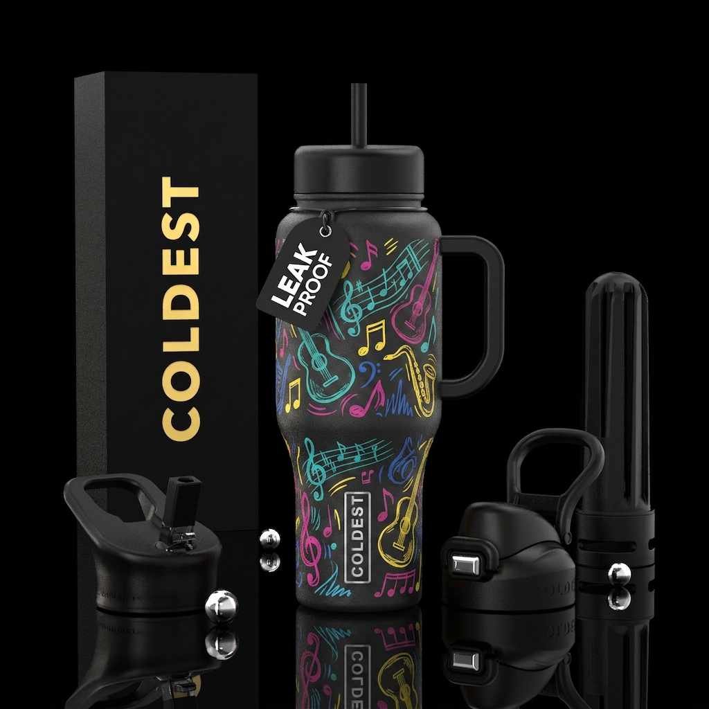 Sketchy Music water bottle design