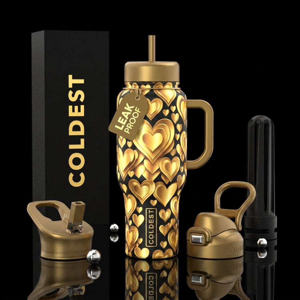Hearts of Gold water bottle design