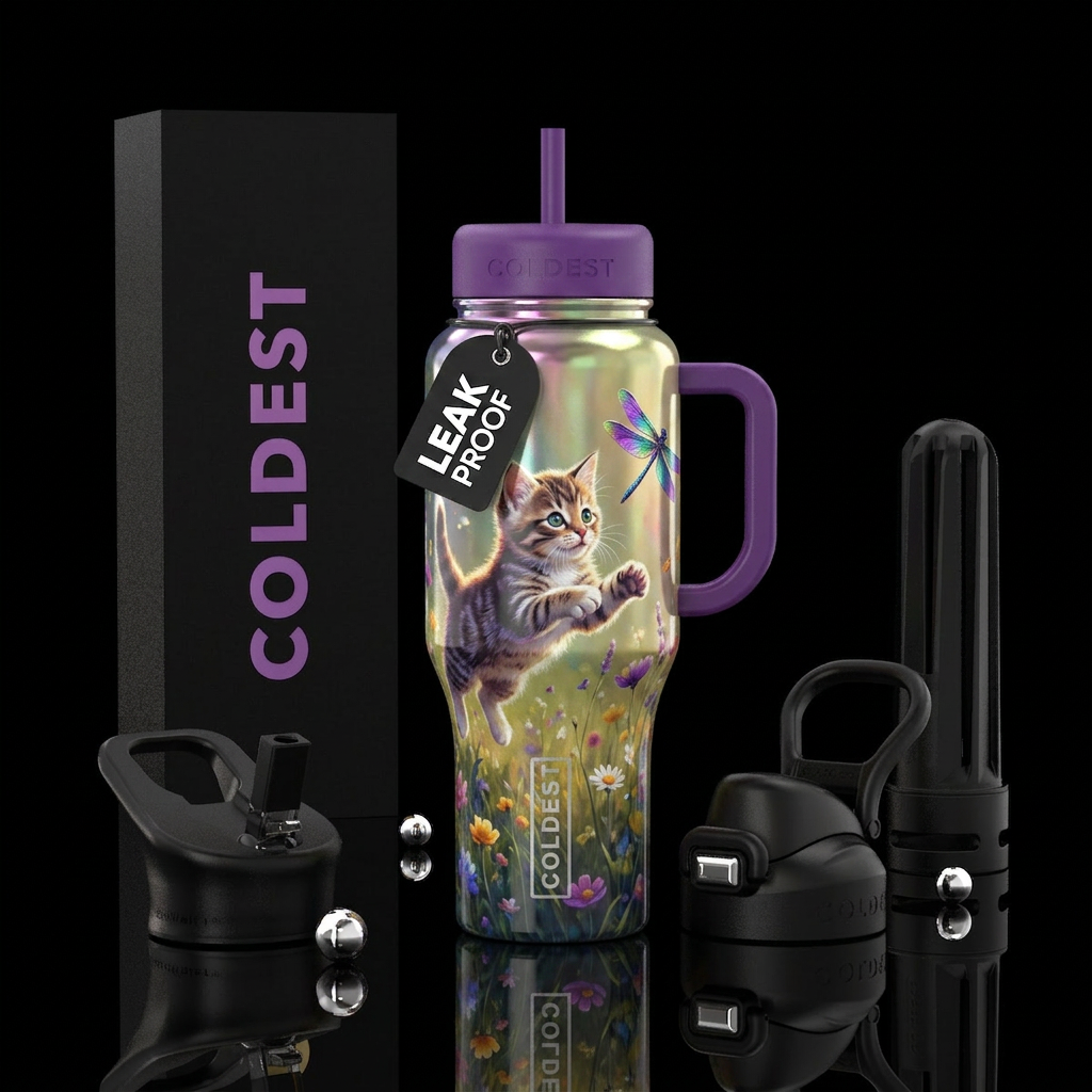 Fly Kitty water bottle design