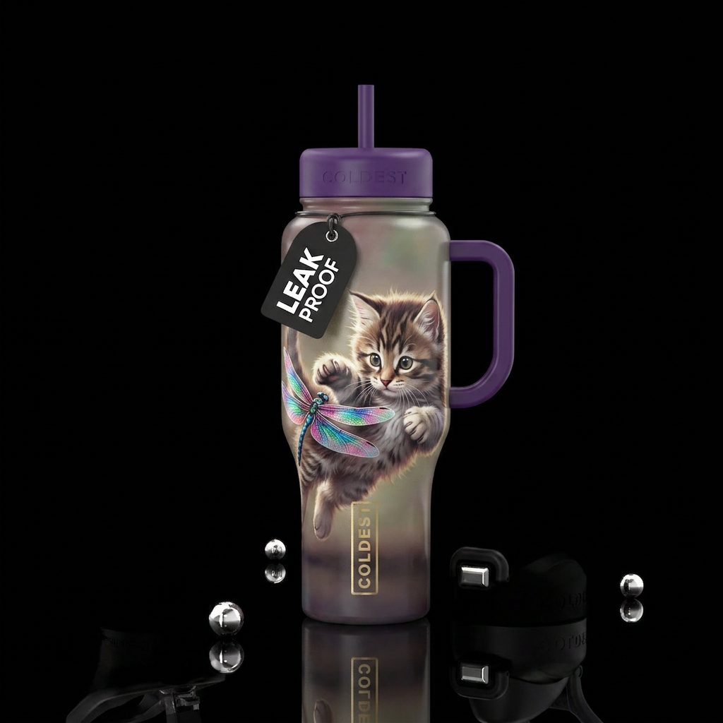 Kitty Attack water bottle design
