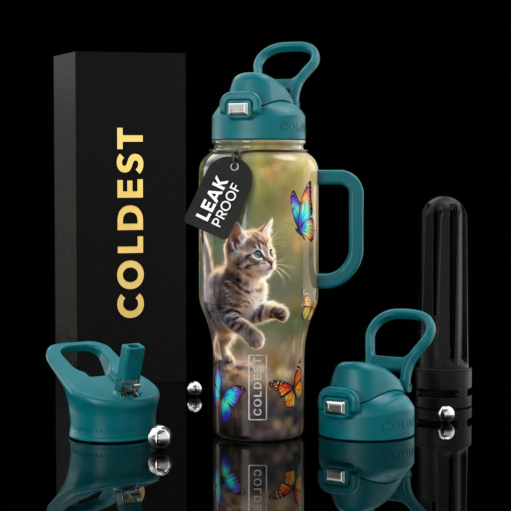 Butterfly Kitten water bottle design