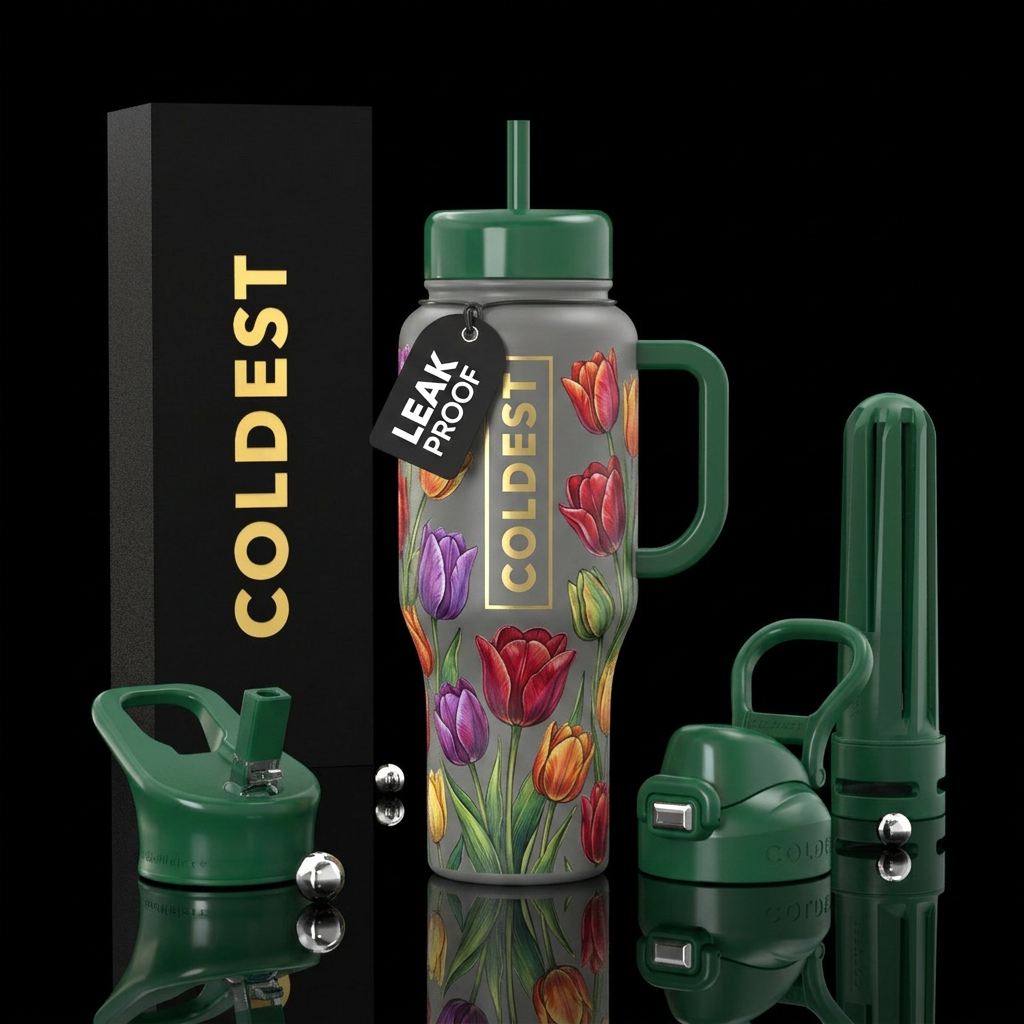 Bring Me Tulips water bottle design