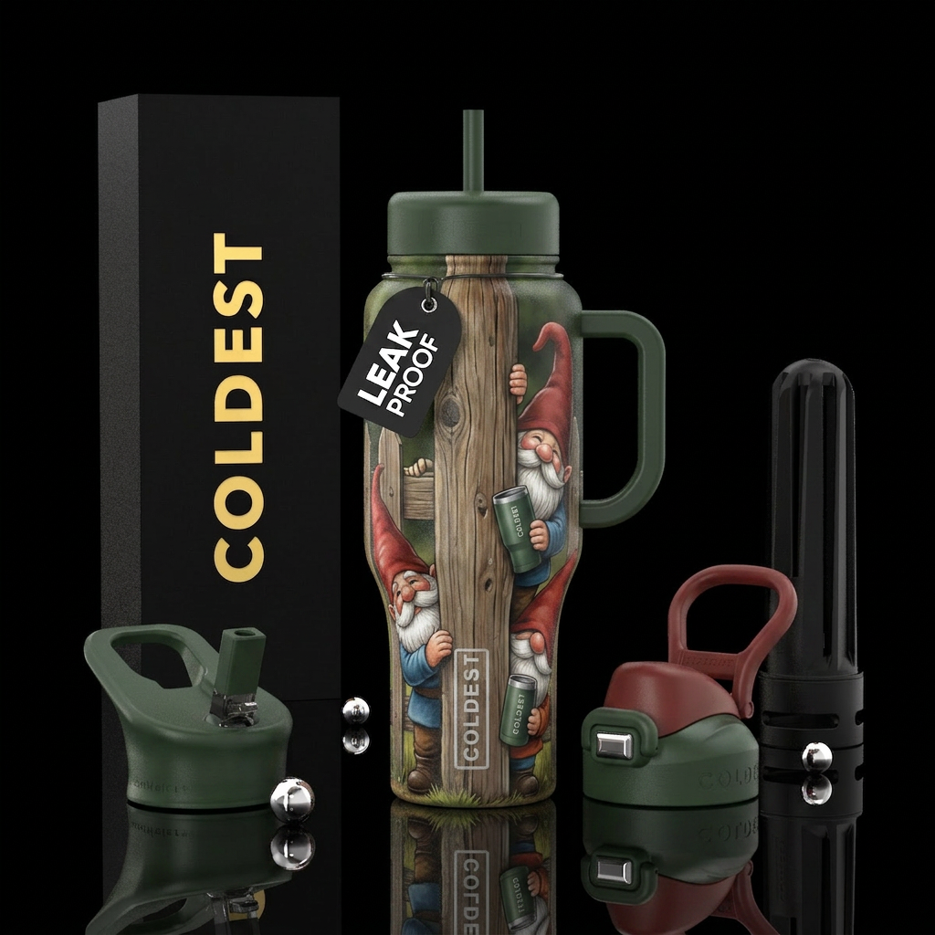 Coldest Gnomes water bottle design