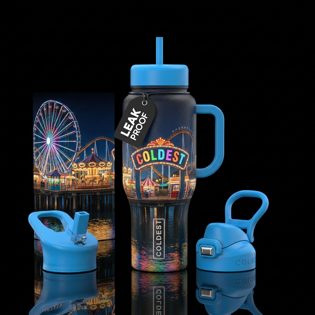 Fun at Coldest Pier water bottle design