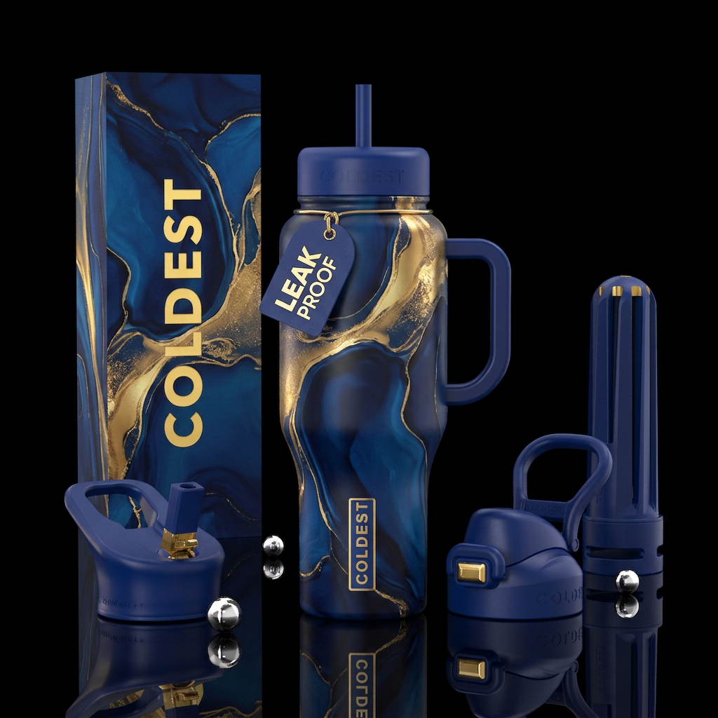 Blue Monday water bottle design