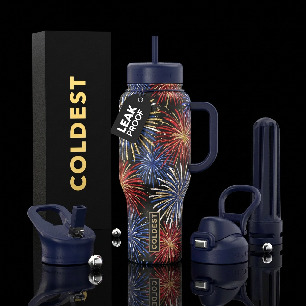 Star Spangled fireworks water bottle design