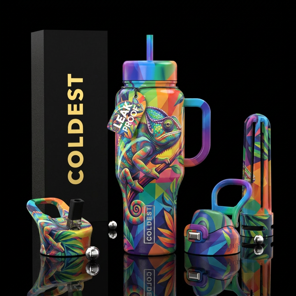 Camillion among her colors water bottle design