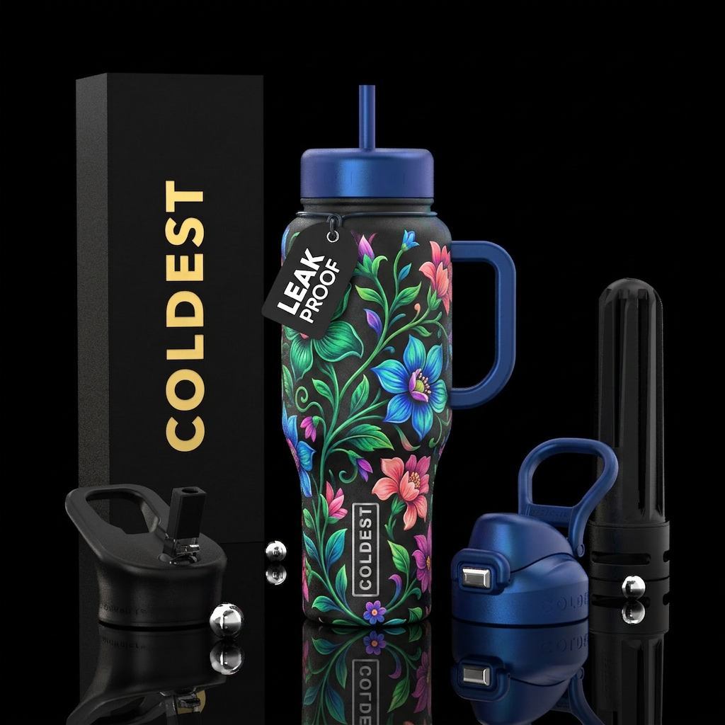 All vine florals water bottle design