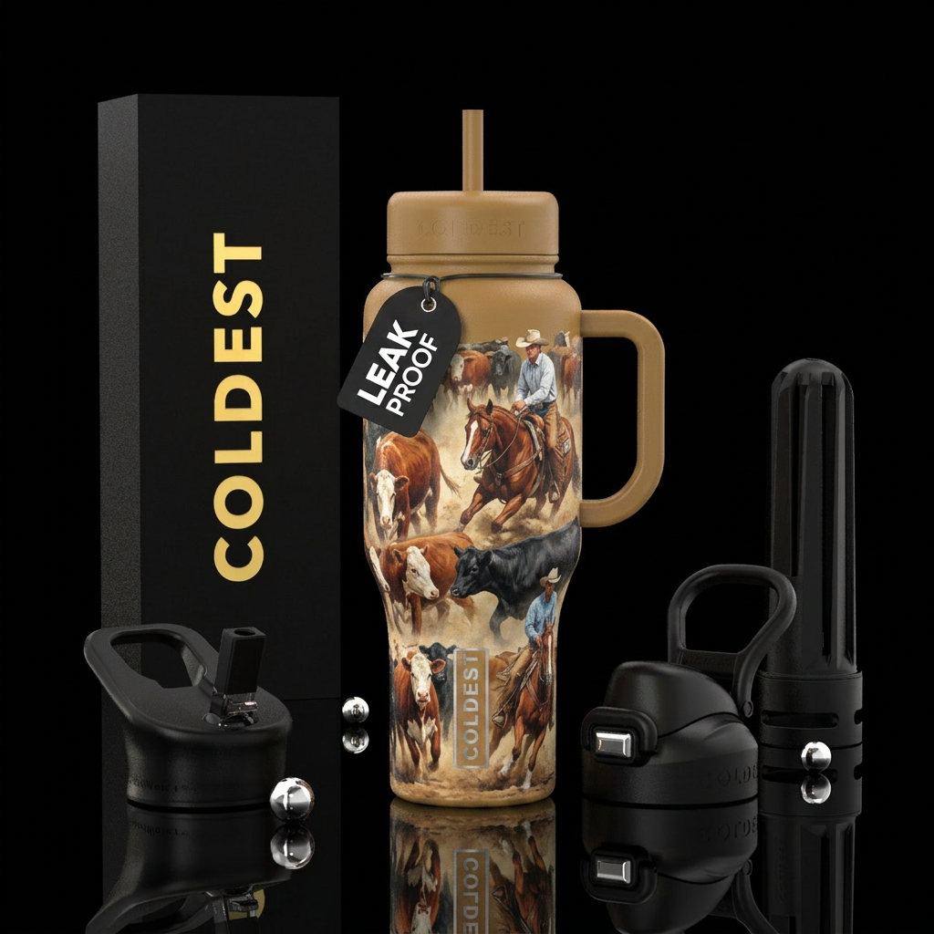 Cattle cutting competition water bottle design