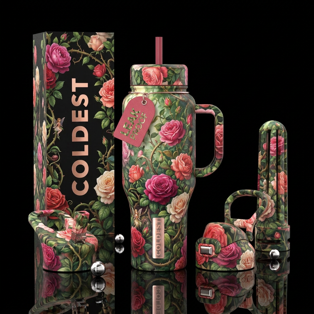 A rose garden fantasy water bottle design