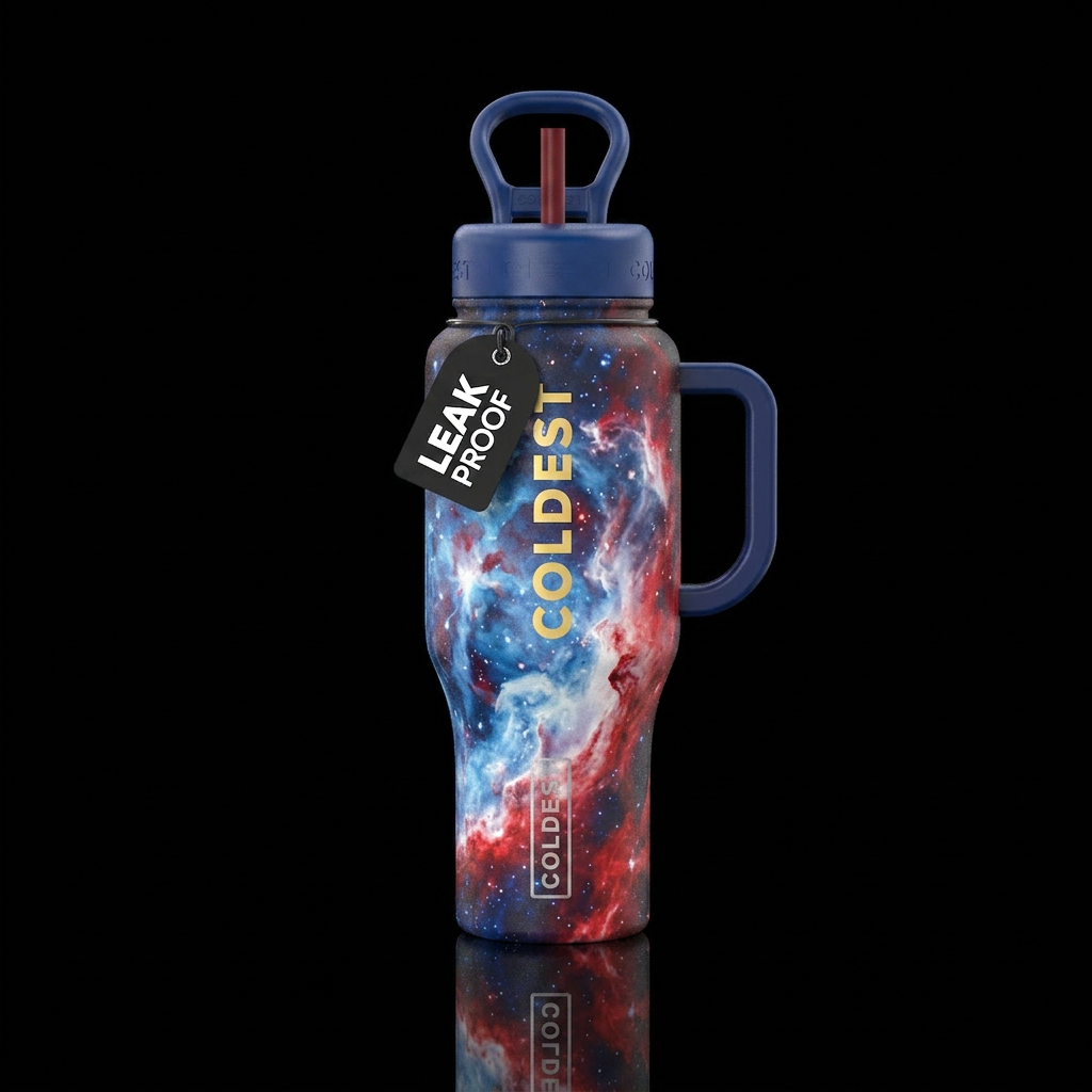 Patriotic marbled nebula water bottle design