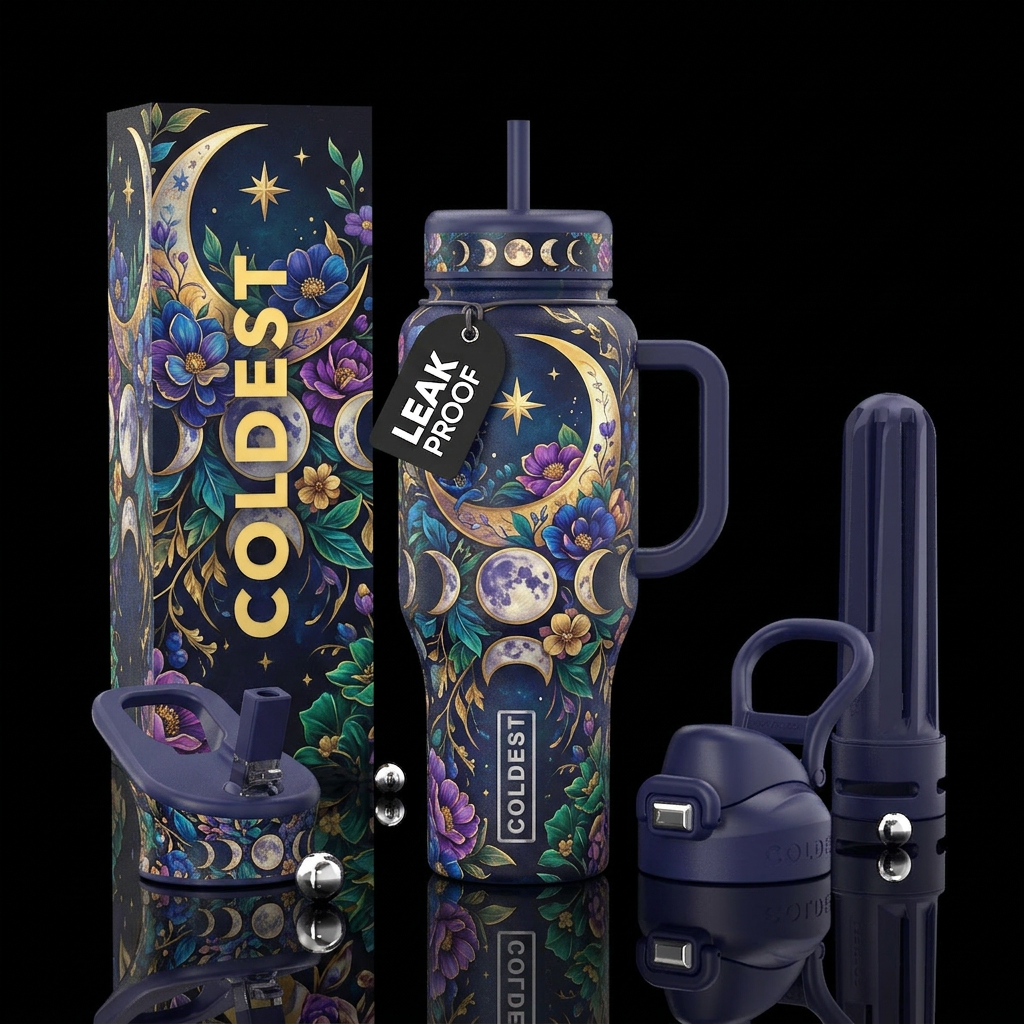A floral luna water bottle design
