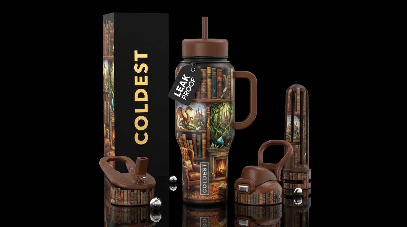 Get lost in a book water bottle design