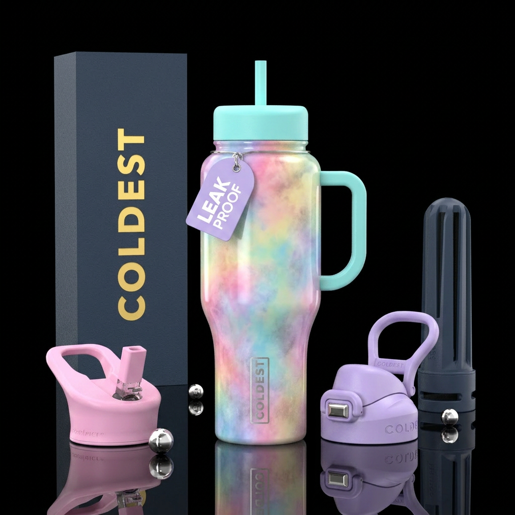 Pastel smokey powdery rainbow water bottle design