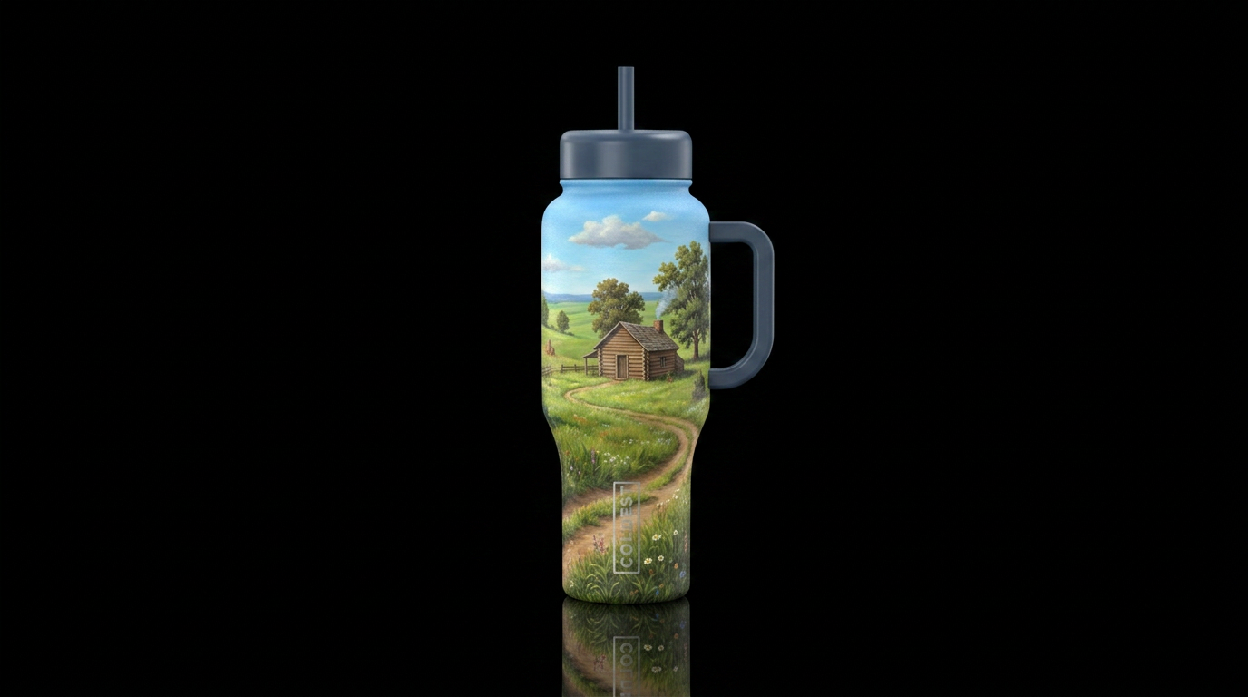 Little house in the prairie water bottle design